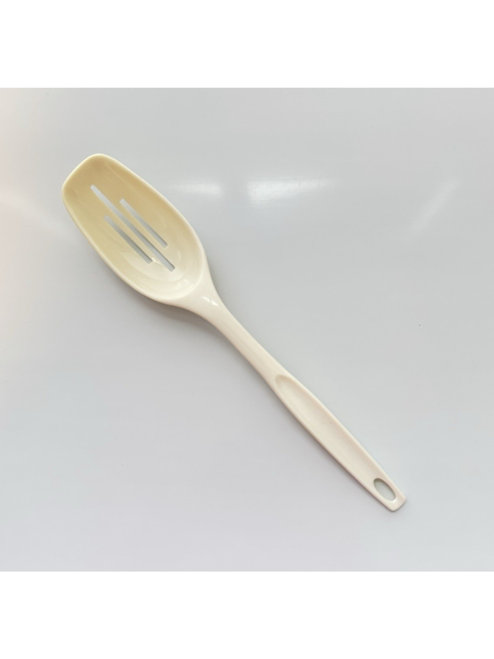 FOLEY Nylon Slotted Serving Spoon Ivory Cream Kitchen Utensil 11 Inches Vintage